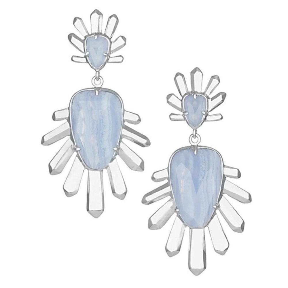 Kendra Scott ‘Sterling’ earrings in Rhodium with Blue Lace Agate